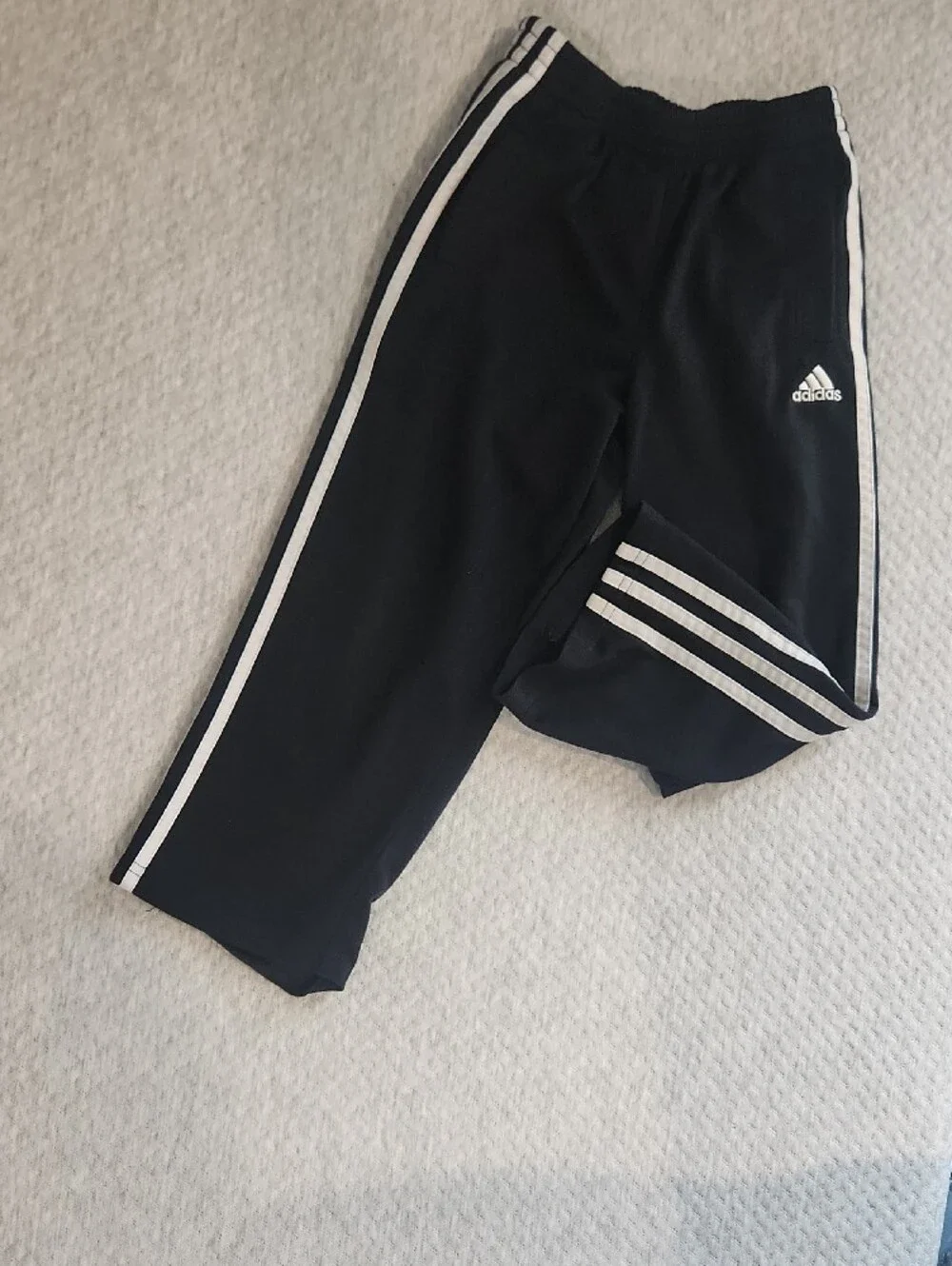 adidas Kids Black Joggers with White Side Stripes